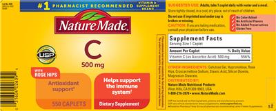 C 500 mg with Rose Hips label