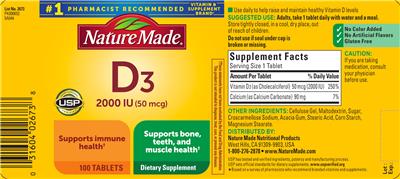 D3 2000 IU (50 mcg) label