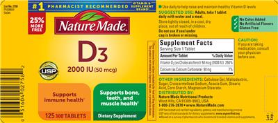 D3 2000 IU (50 mcg) label