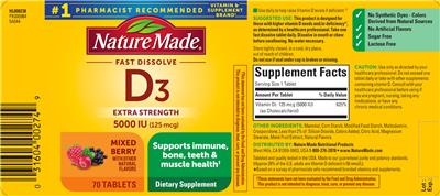 D3 5000 IU (125 mcg) Mixed Berry label