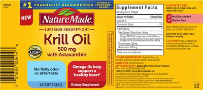 Krill Oil 500 mg label