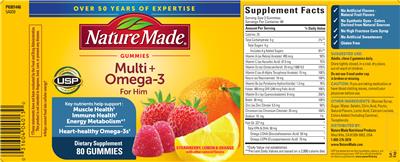 Multi + Omega-3 For Him Gummies label