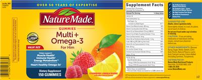 Multi + Omega-3 for Him Gummies label