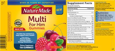 Multi For Him Gummies Cherry & Mixed Berry label
