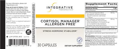 Cortisol Manager Allergen Free label
