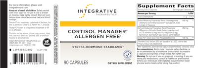 Cortisol Manager Allergen Free label