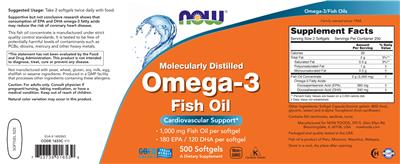 Molecularly Distilled Omega-3 Fish Oil label