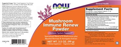 Mushroom Immune Renew Powder label