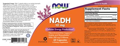 NADH 10 mg label