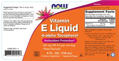 Vitamin E Liquid 60 mg (90 IU) label