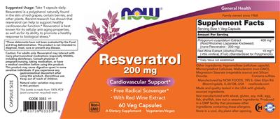 Resveratrol 200 mg label