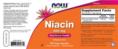 Niacin 500 mg label