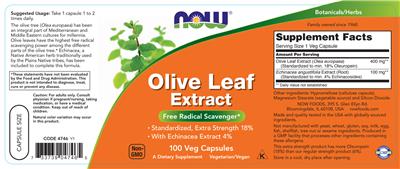 Olive Leaf Extract label
