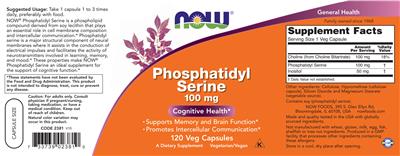 Phosphatidyl Serine 100 mg label
