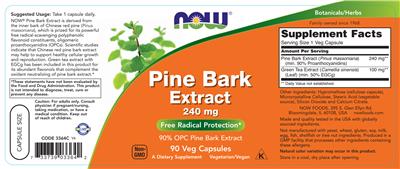 Pine Bark Extract 240 mg label
