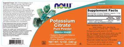 Potassium Citrate label