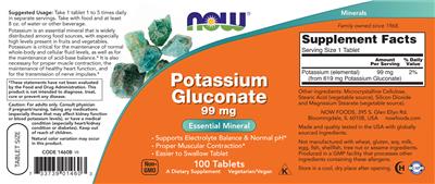 Potassium Gluconate 99 mg label