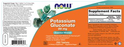 Potassium Gluconate 99 mg label