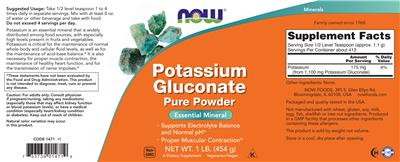 Potassium Gluconate Pure Powder label