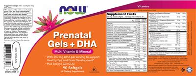Prenatal Gels + DHA label