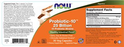 Probiotic-10 25 Billion label