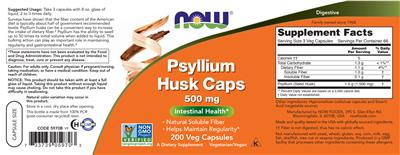 Psyllium Husk Caps 500 mg label