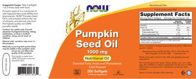 Pumpkin Seed Oil 1000 mg label