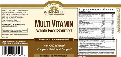 Multi Vitamin label