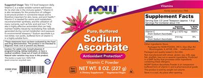 Pure, Buffered Sodium Ascorbate label