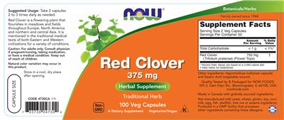 Red Clover 375 mg label