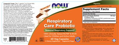 Respiratory Care Probiotic label