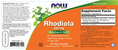 Rhodiola 500 mg label