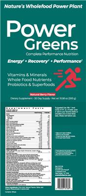 Power Greens Natural Berry Flavor label