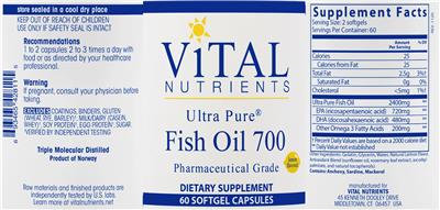 Ultra Pure Fish Oil 700 Lemon Flavored label