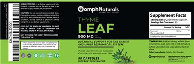 Thyme Leaf 900 mg label