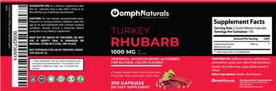 Turkey Rhubarb 1000 mg label