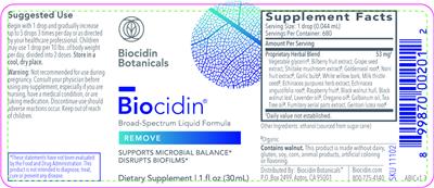 Biocidin Broad-Spectrum Liquid Formula label