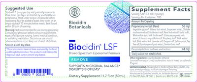 Biocidin LSF Broad-Spectrum Liposomal Formula label