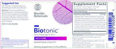 Biotonic Daily Adaptogenic Elixir label