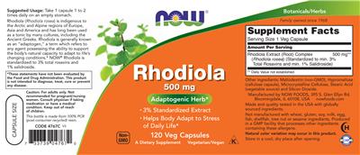 Rhodiola 500 mg label