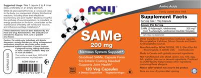 SAMe 200 mg label