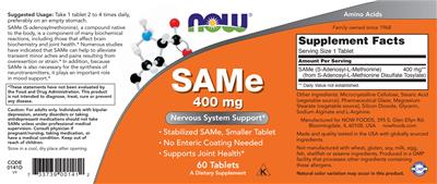 SAMe 400 mg label