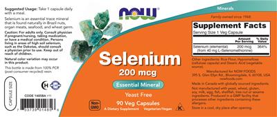 Selenium 200 mcg label