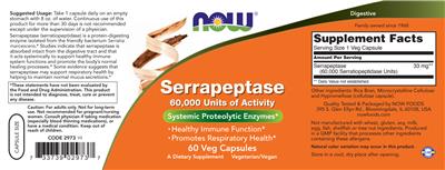 Serrapeptase 60,000 Units of Activity label