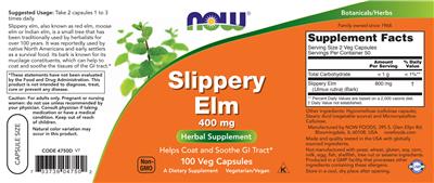 Slippery Elm 400 mg label
