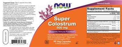 Super Colostrum 500 mg label