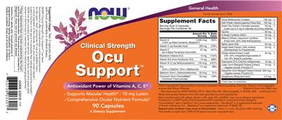 Clinical Strength Ocu Support label