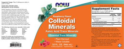 Colloidal Minerals Raspberry Flavor label