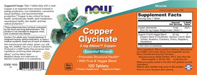 Copper Glycinate 3 mg label