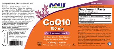 CoQ10 150 mg label